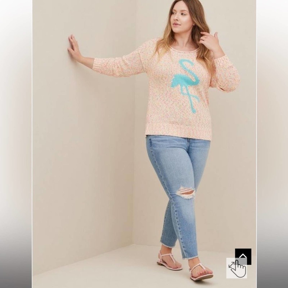 Torrid Pullover Sweater Marled Cotton Flamingo Pink Size 00 (Size 10)